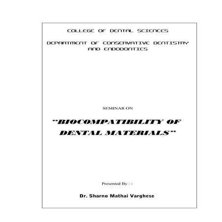 Biocompatibility of dental materials