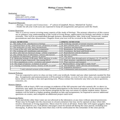 Bio Course Outline