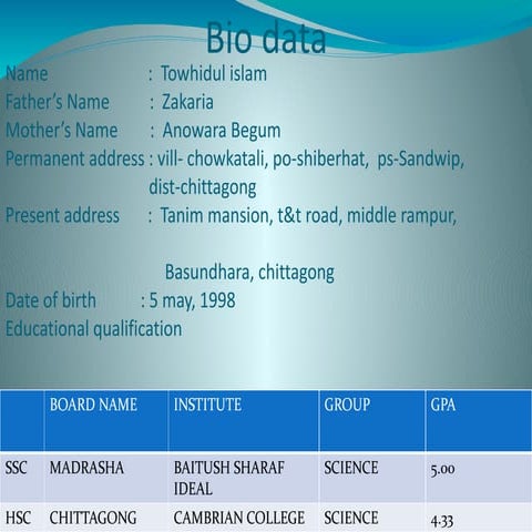 Bio data 4 | PPT