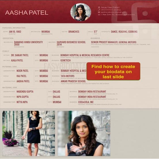 Biodata for marriage (example) - Made with easyBiodata.com 