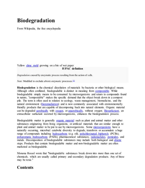 Biodegradation