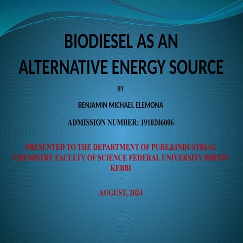 Biodiesel Alternative Energy Presentation Pptx