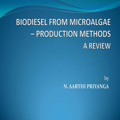 Biodiesel from microalgae   production methods - a review