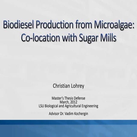 Biodiesel production from microalgae