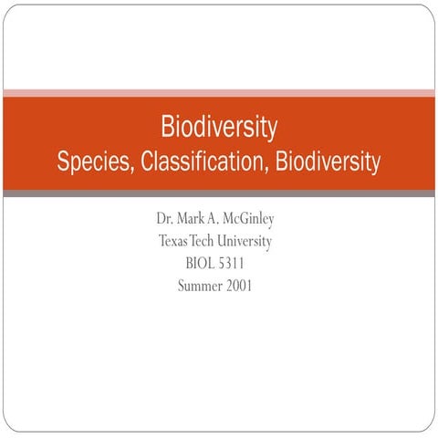 Biodiversity:  Species, classification, importance
