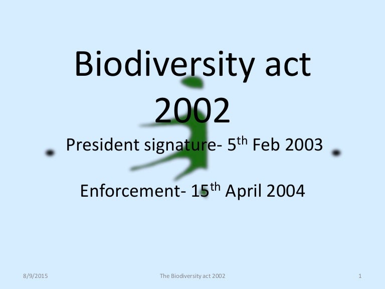 Biodiversity Act 2002