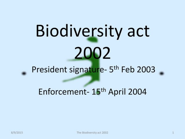 Biodiversity act 2002