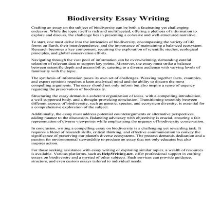 Biodiversity Essay Writing. Essay on conservation of biodiversity in india