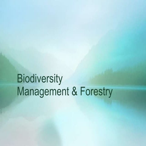 Biodiversity Management & Forestry