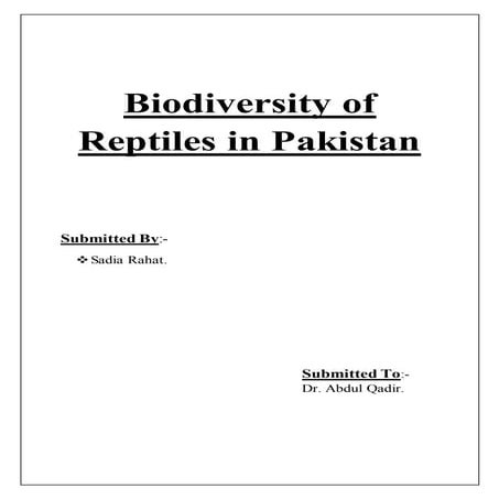 Biodiversity of reptiles in Pakistan