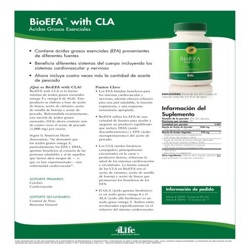 Ficha técnica Transfer Factor Bioefa (Omega 3) de 4Life