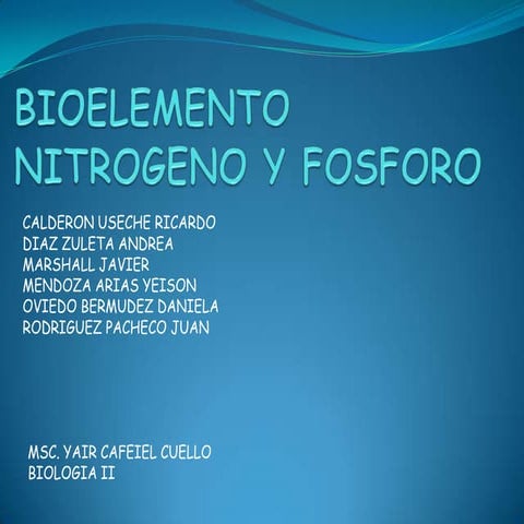 Bioelementos: nitrogeno y fosforo