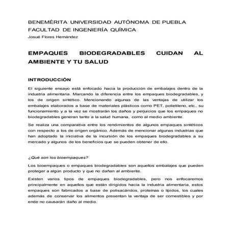 Bioempaques cuidan el ambiente y la salud