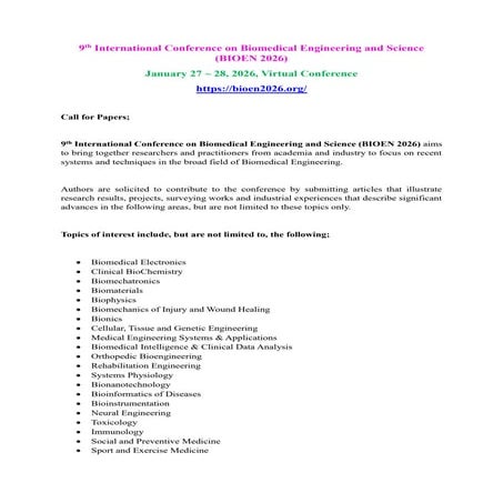 9th International Conference on Biomedical Engineering and Science ...