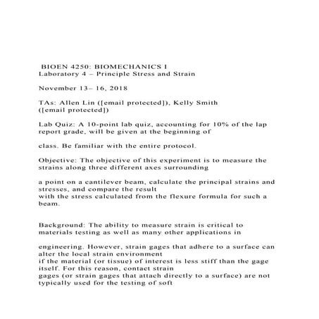 BIOEN 4250 BIOMECHANICS I Laboratory 4 – Principle Stres.docx