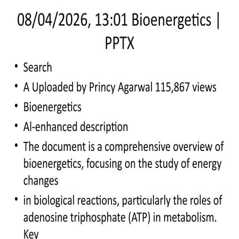 Comprehensive Overview of Bioenergetics and Energy Transformations in ...