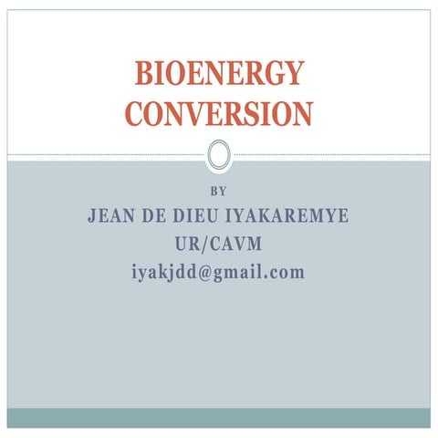Bioenergy conversion lecture notes
