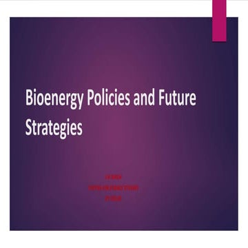Bioenergy policies and future stratgies