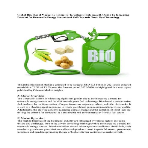 Bioethanol Production Plant Cost Report 2025: Feasibility Study | PPTX