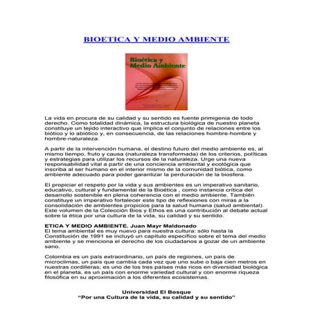 Bioetica medio ambiente