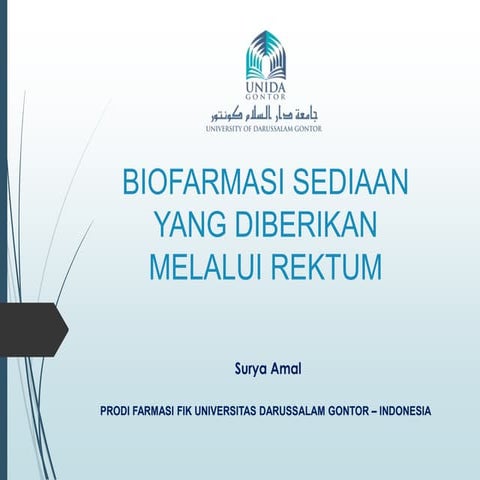 Biofarmasetik Sediaan Rektal | PPTX