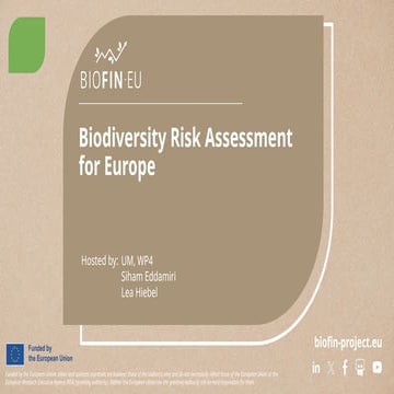 BIOFIN-EU: Training "Biodiversity Risk Assessment for Europe"