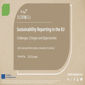 BIOFIN-EU: Webinar "Sustainability Reporting in the EU: Challenges, Changes, ...