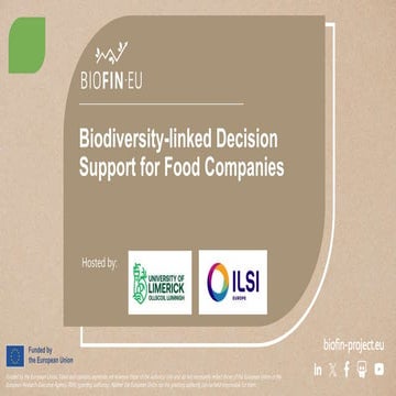BIOFIN-EU: Webinar "Biodiversity-linked Decision Support for Food Companies"