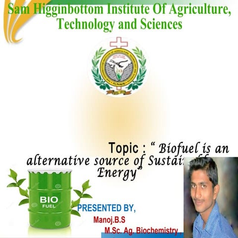 Biofuel is an alternative source of energy | PPT