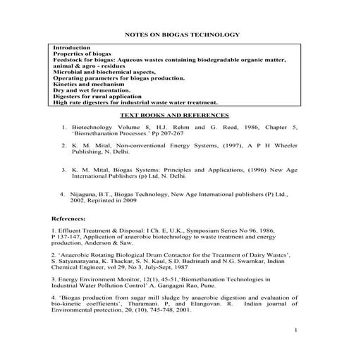 Biogas notes | PDF