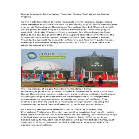 Biogas Anaerobic Fermentation Tanks for Biogas Plant Waste-to-Energy ...