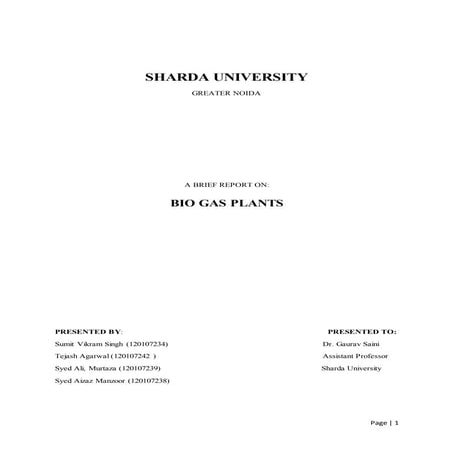 Biogas plant project | PDF