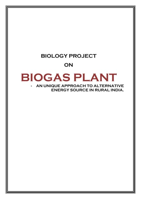 Biogas plant project