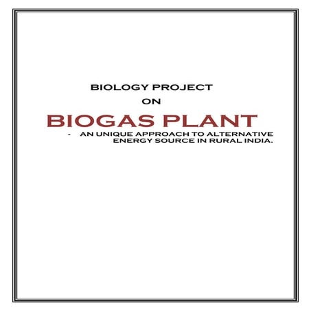 Biogas plant project | PDF