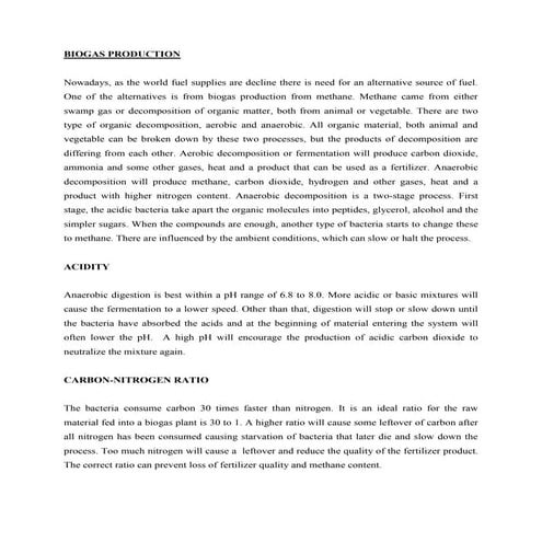 Biogas plant project | PDF