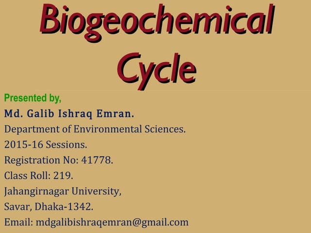 Biogeochemical cycles