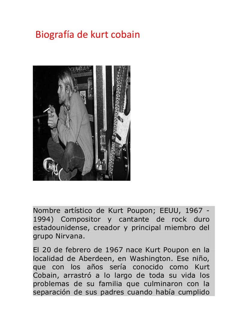 Biografia De Kurt Cobain