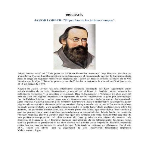 Biografía Jakob Lorber | PDF