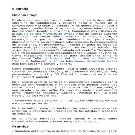 Biografía melania fraga