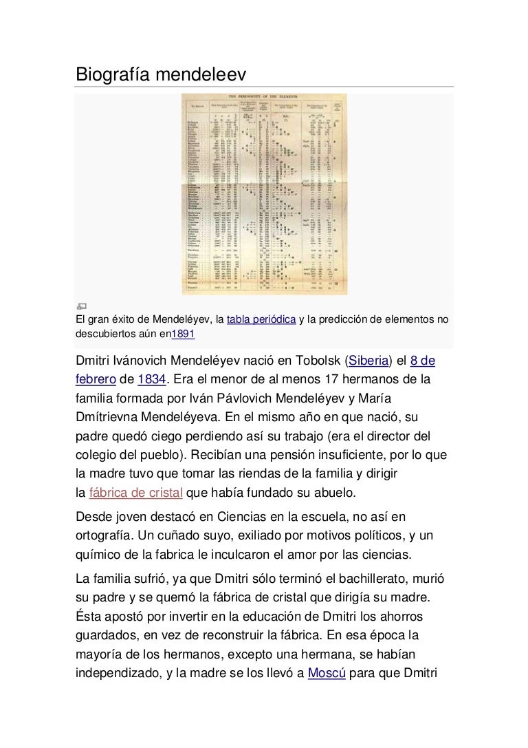 Biografia Mendeleev