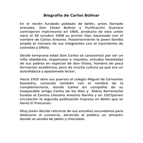 Biografia de carlos bolivar