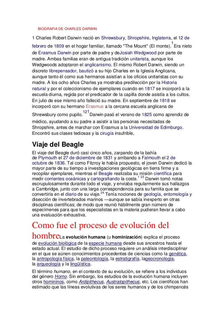 Biografia de charles darwin