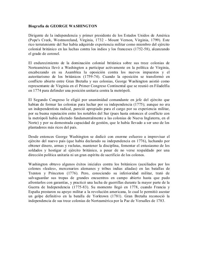 Biografia De George Washington