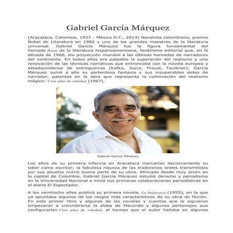 Biografía Gabriel Garcia Marquez