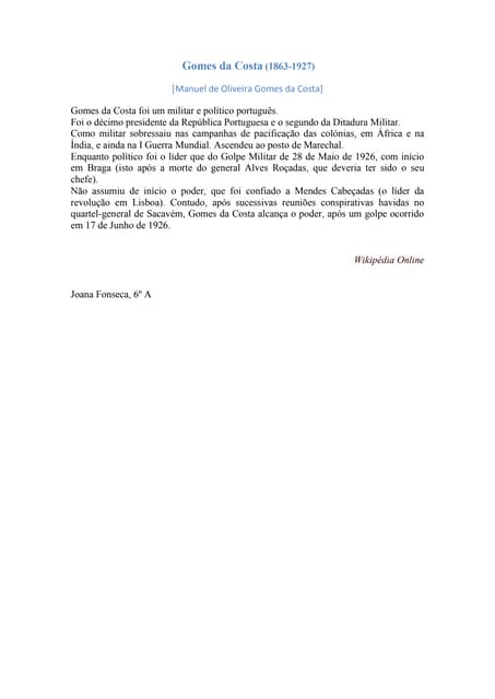 Biografia Gomes Da Costa Joana Fons...