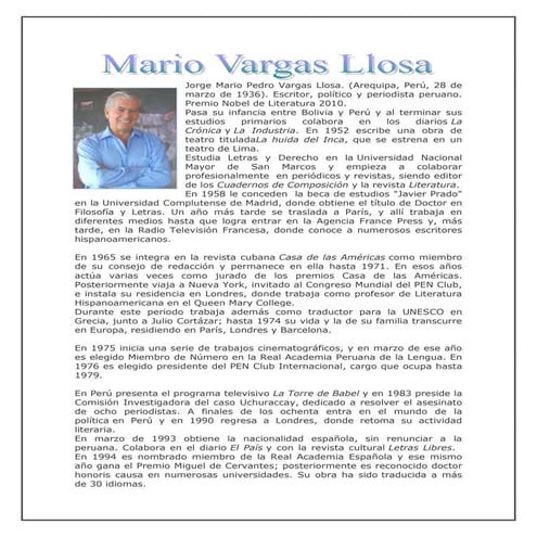 Biografía de Mario Vargas Llosa