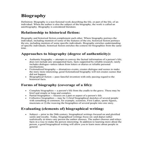 Ten Elements of Biography | PPT