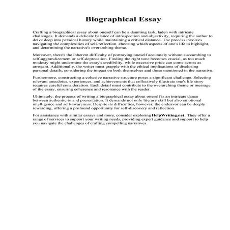 Biographical Essay. Northcentral Technical College | PDF