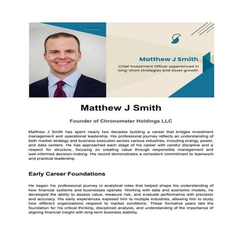 Matthew J Smith aligned energy and market knowledge