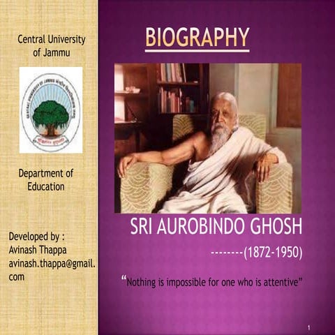 Biography of sri aurobindo